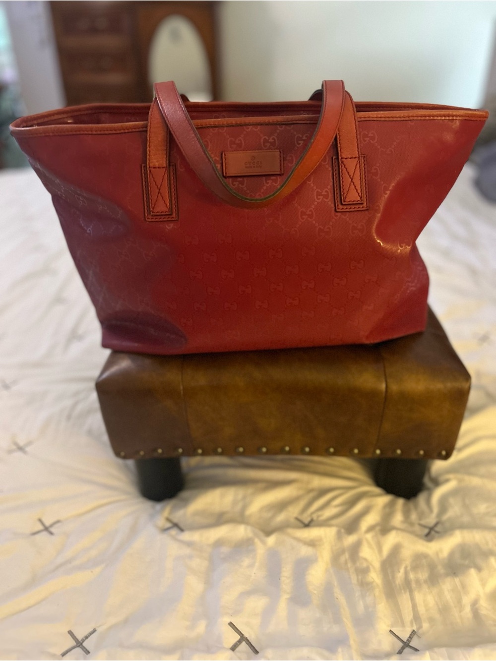 Gucci Red Imprime Joy Tote Bag